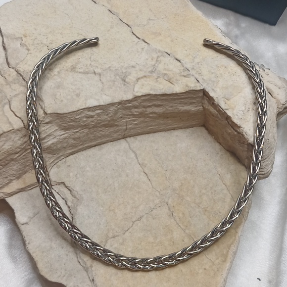 Silver tone braided color torque necklace for slider - Picture 4 of 4